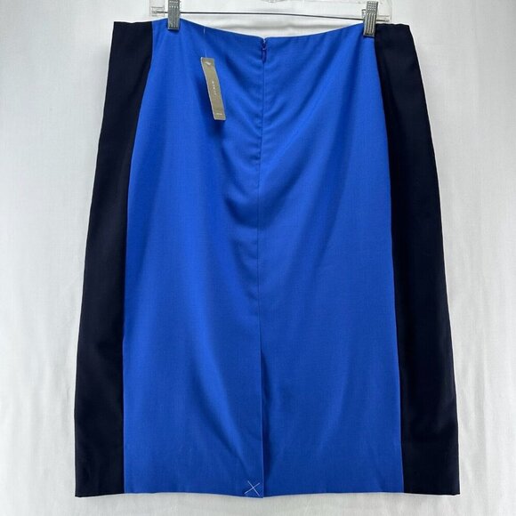 J.CREW Skirt Size 16 Pencil Straight Side Panel Vented Wool Blue Black - Picture 2 of 8